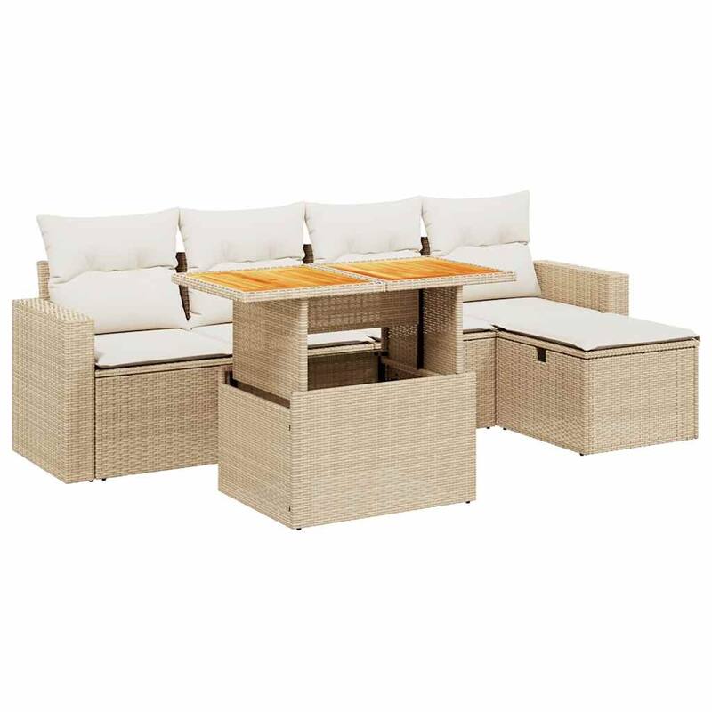 6-Piece Garden Sofa Set with Cushions - 21.7 x 39.4 x 28.7 in