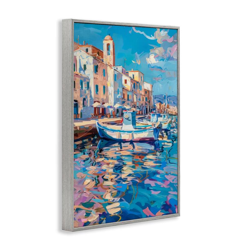 Stupell Coastal City Harbor Framed Giclee Art Design By LSR Design Studio