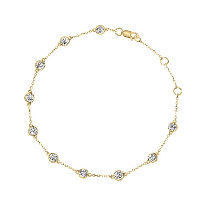 Marquee 1 Carat TW Bezel Set Lab Grown Diamond Station Bracelet in 14K Yellow Gold