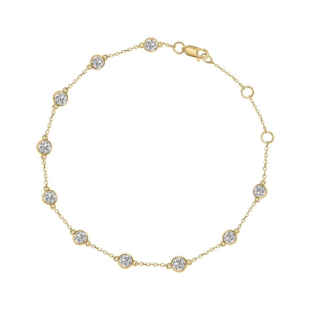 Marquee 1 Carat TW Bezel Set Lab Grown Diamond Station Bracelet in 14K Yellow Gold