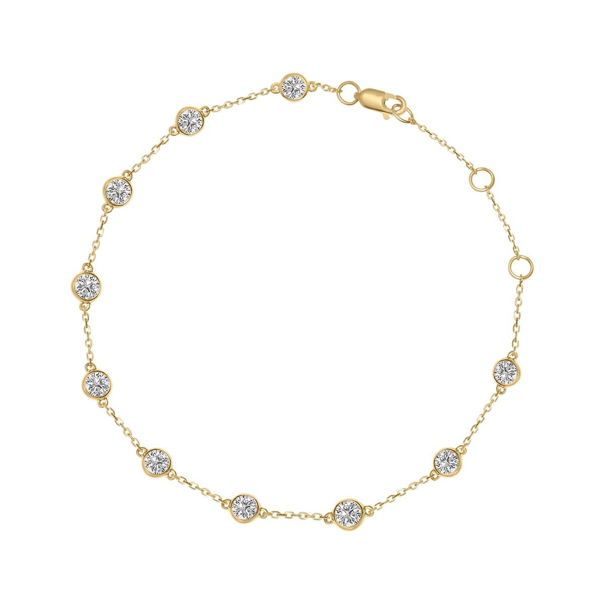 Marquee 1 Carat TW Bezel Set Lab Grown Diamond Station Bracelet in 14K Yellow Gold