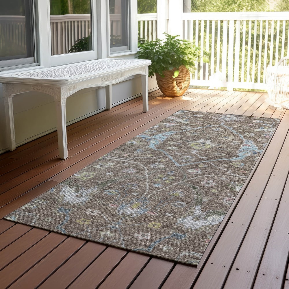 Machine Washable Indoor/ Outdoor Traditional Classic Chantille Rug