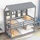 preview thumbnail 13 of 14, Twin Size House Loft Bed with Guardrails, Semi-enclosed Roof, Bedside Shelves and Ladder