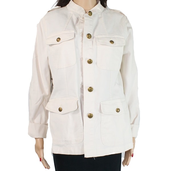 Lauren by Ralph Lauren Women's Jacket Beige Size 10 Denim Military