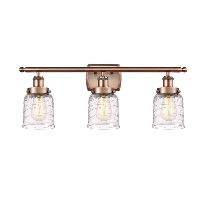 Innovations Lighting 916-3W-12-26 Bell Vanity Bell 3 Light 26" Wide - Antique Copper / Deco Swirl