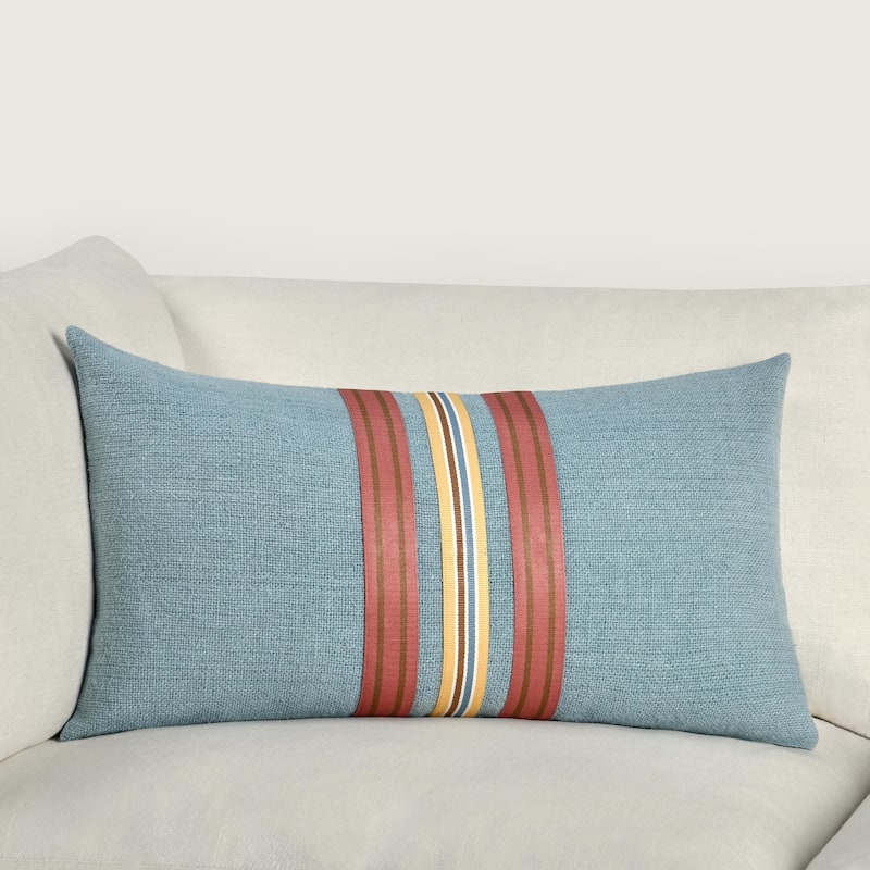 Villa by Classic Home Breton Blue Linen Blend Throw Pillow, Blue - 14x26