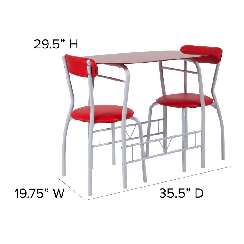 Sutton 3-piece Space-saver Bistro Set with Glass Top Table