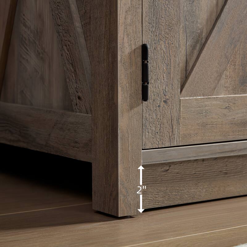 Farmhouse Barn door TV Media Stand Entertainment Console for TV Up to 65" with Open and Closed Storage Space