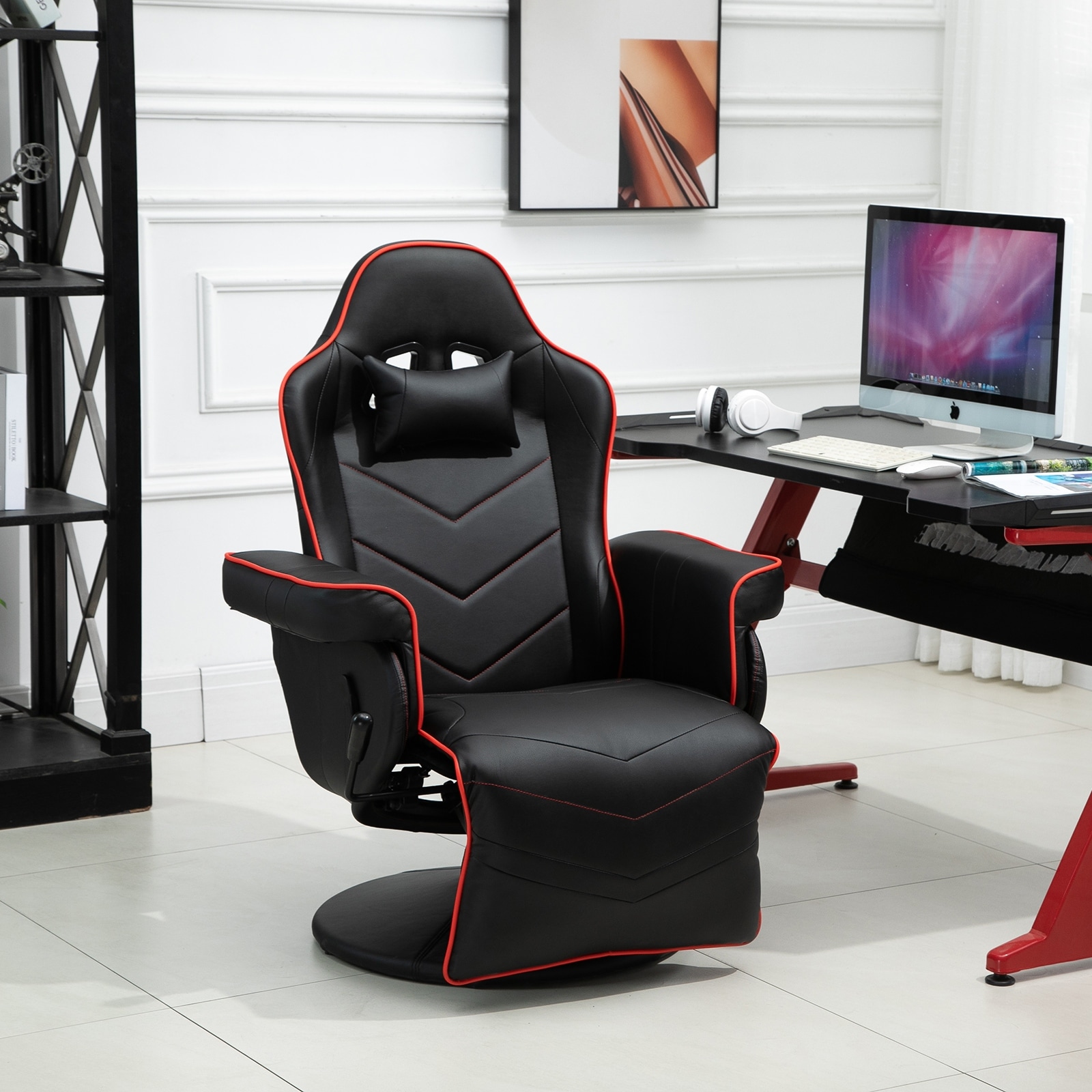 vinsetto home comfortable office video game sofa swivel chair with a strong  ergonomic design  quality material