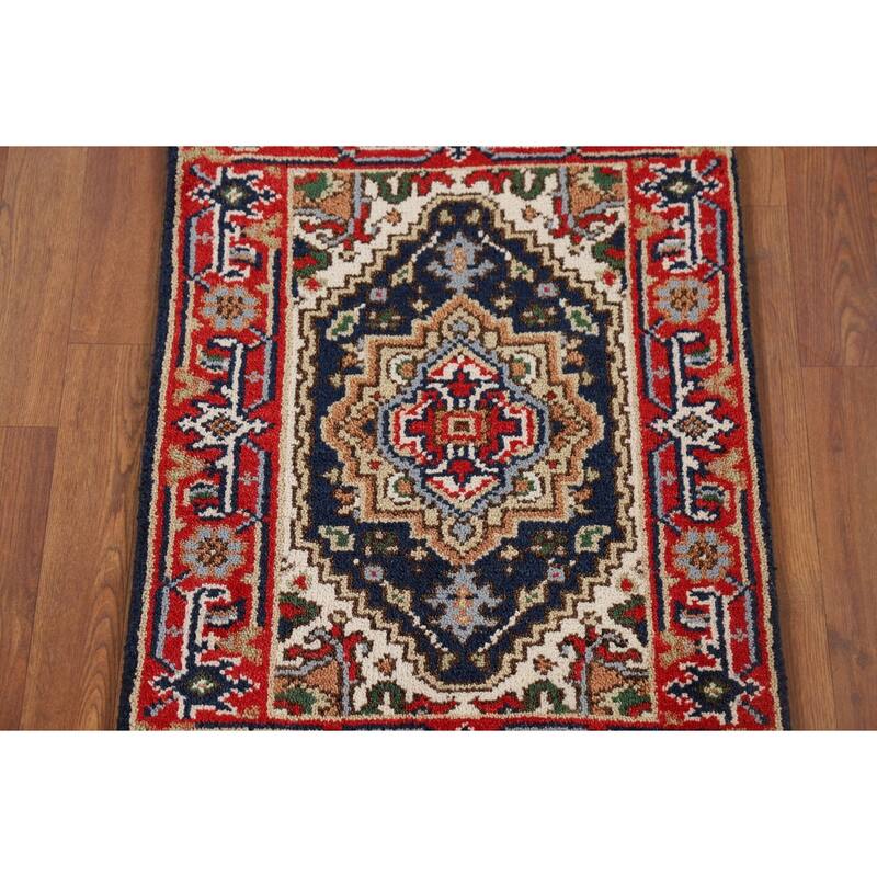 Geometric Heriz Serapi Foyer Rug Hand-Knotted Wool Carpet - 2'0" x 3'0"