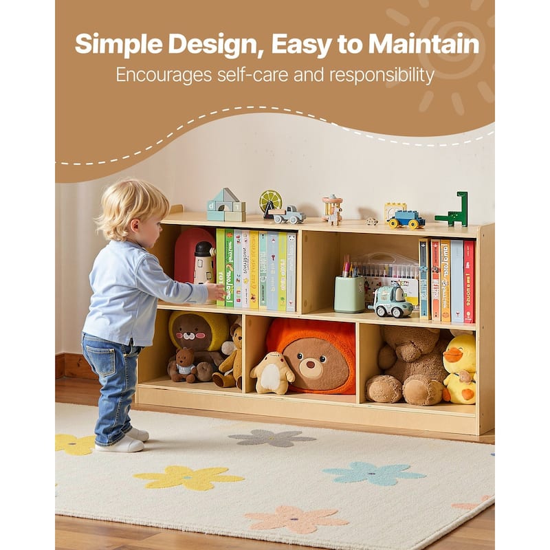 Montessori Bookshelf, 45 in Width Toy Storage Organizer, 5-Section Kids Display Storage Cabinet, Daycare Furniture