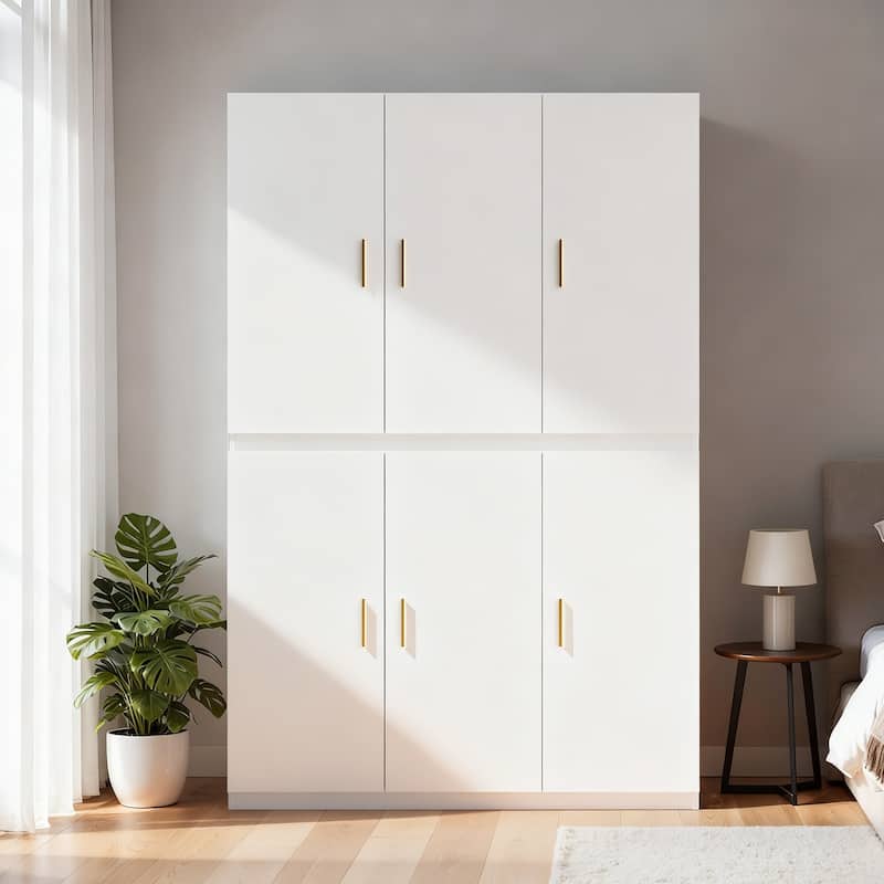 Pocassy 71" Clothing Storage Cabinets with Hanging Rod - White