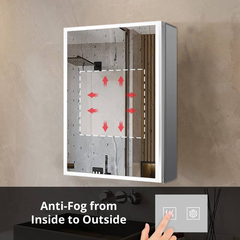 Mesa Surface-Mount LED Mirror Medicine Cabinet with Defogger