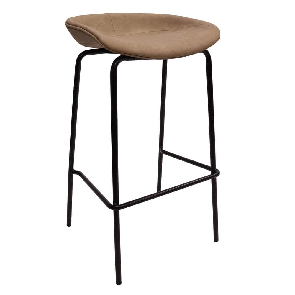 Leather Barstool with Powder-Coated Iron Frame Servos Series