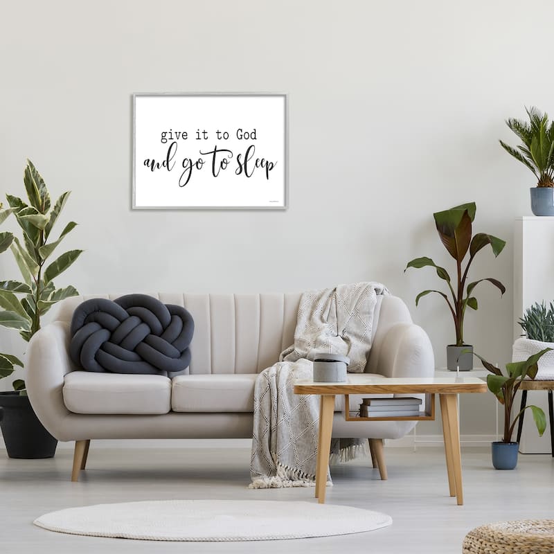 Stupell Give to God Go to Sleep Spiritual Phrase Framed Wall Art - Off-White