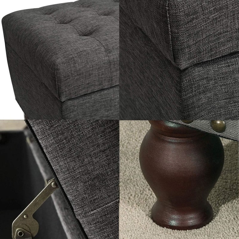 Rectangle Tufted Lift Top Storage Ottoman