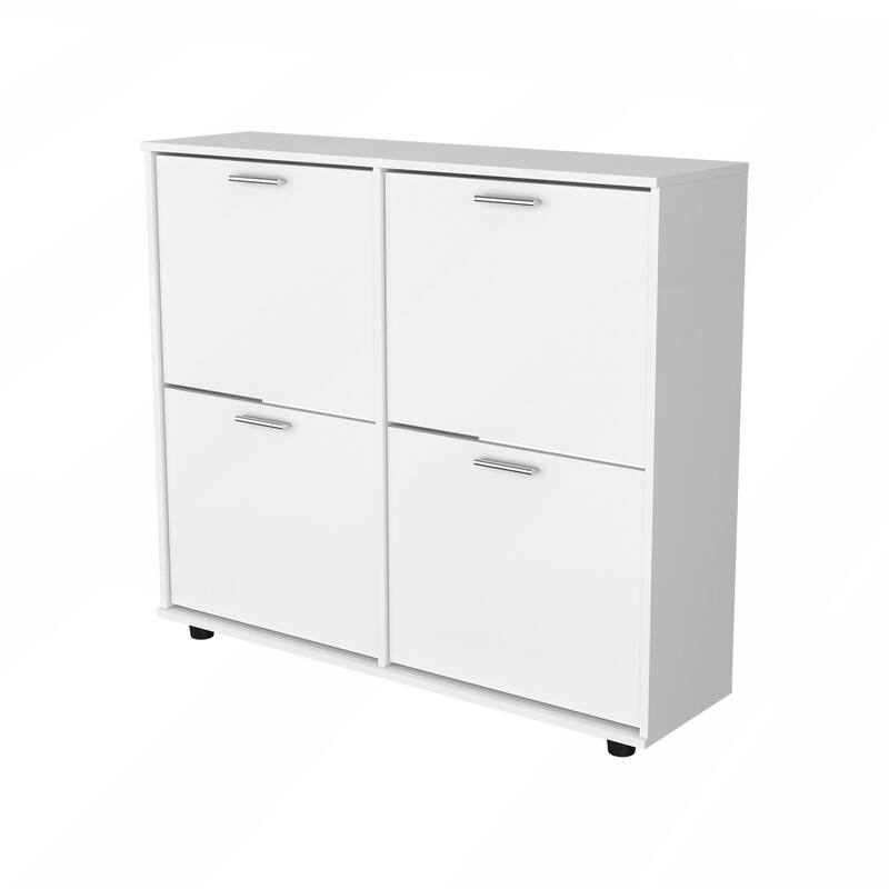 White Tilt-Out Shoe Storage Cabinet