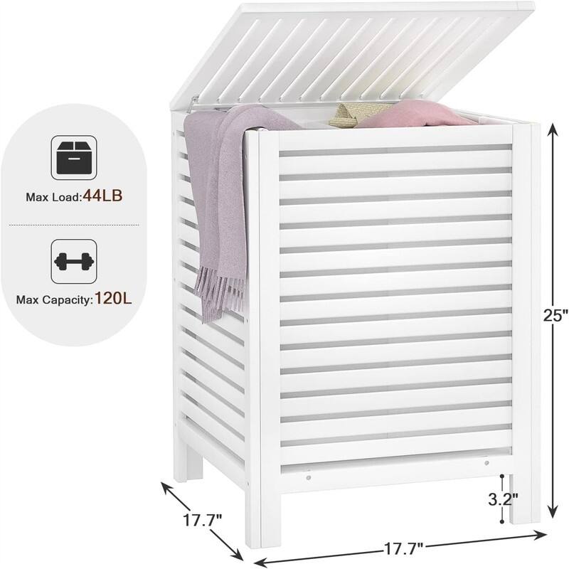 2-Section 120L Laundry Hamper with Lid - 18.31"L x 18.31"W x 25.59"H