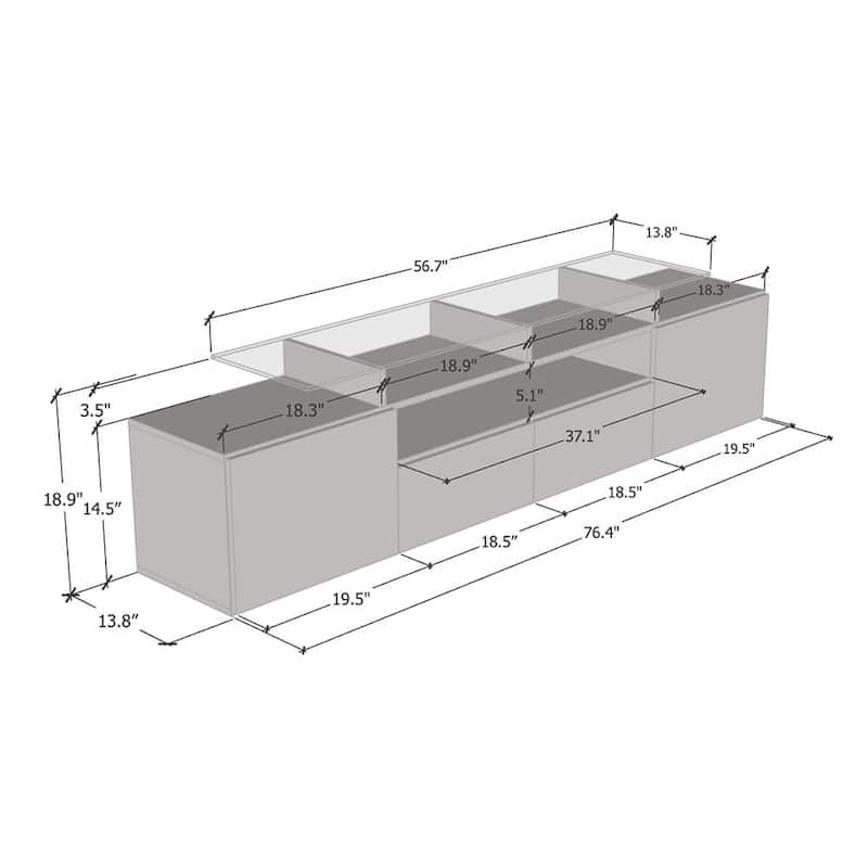 Evora Modern TV Stand with LED Light System