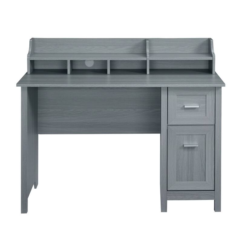 Modern Classic Writing Desk with Storage Hutch, Pullout Drawer, and Organizational Shelves for Home Office