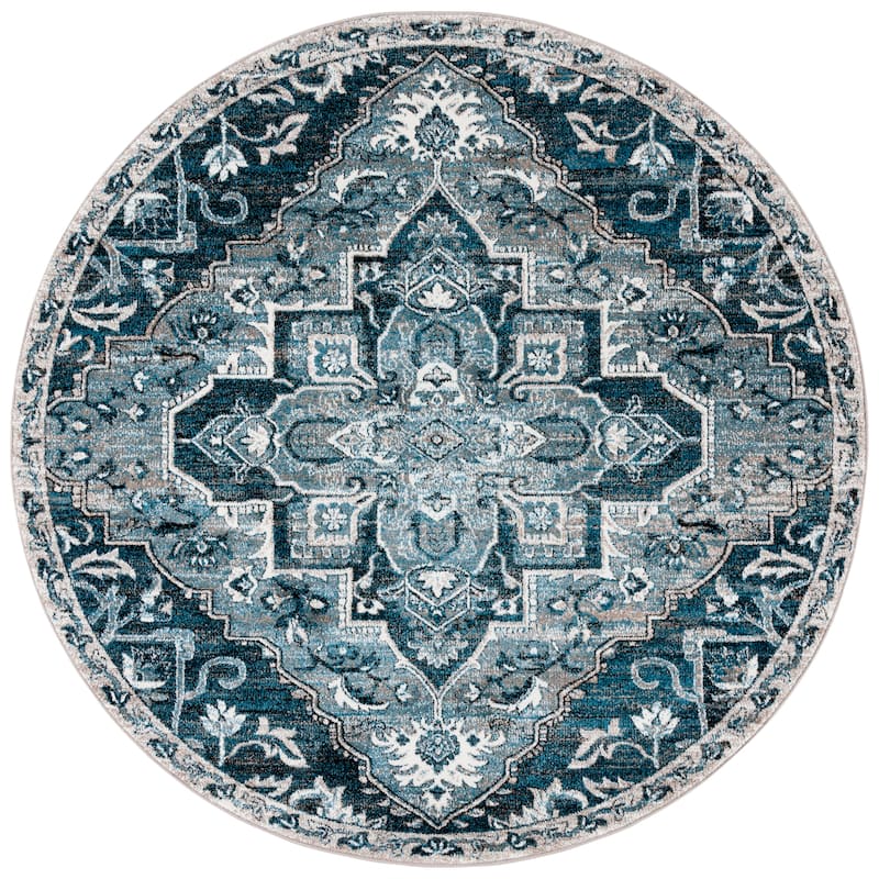 SAFAVIEH Vintage Hamadan Rosalie Rug - 6'7" Round - Blue/Ivory