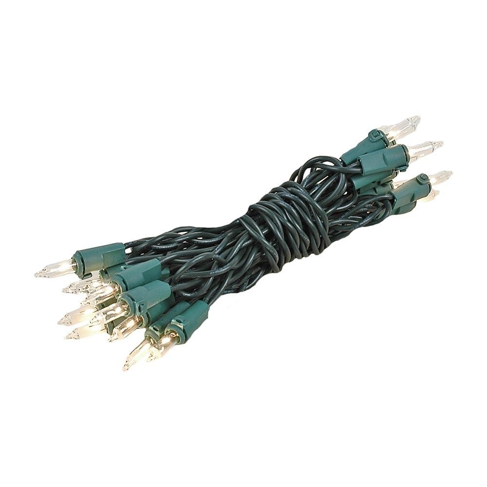20 Light Christmas Craft Mini Light Set, Non-Connectable, Green Wire, 8'