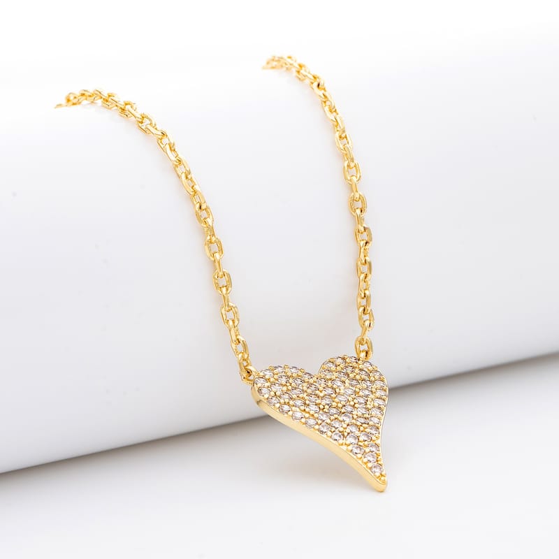 Rivka Friedman 18K Gold Clad Elongated Heart Necklace