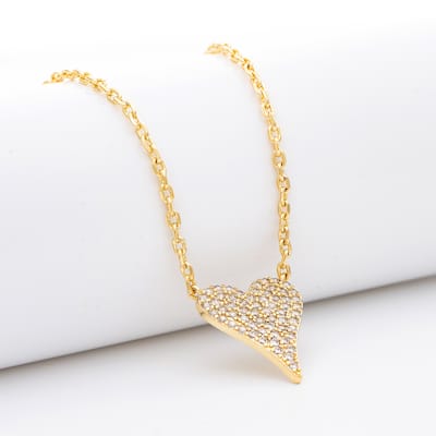 Rivka Friedman 18K Gold Clad Elongated Heart Necklace