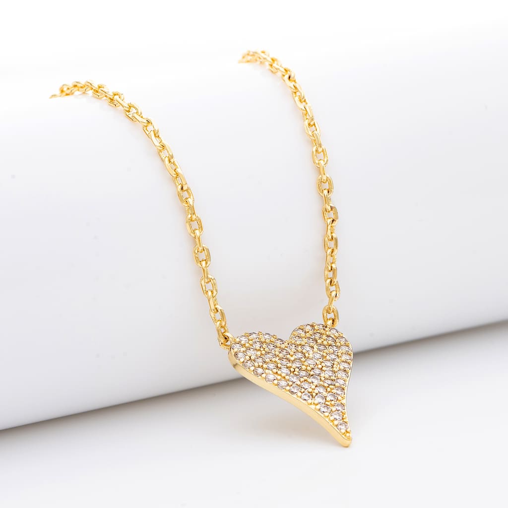 Rivka Friedman 18K Gold Clad Elongated Heart Necklace