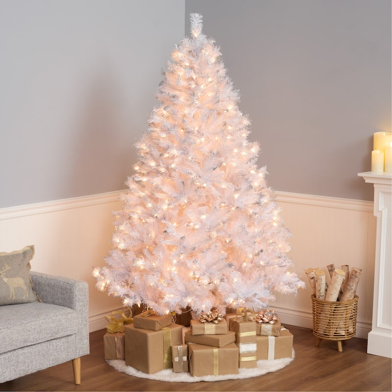 National Tree Company Winchester White Pine Tree with Silver Glitter and Clear Lights, 7 feet - 7 Foot