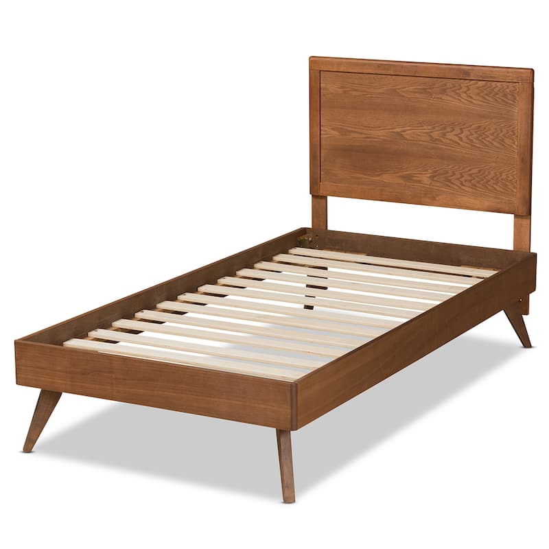 Jiro Mid-Century Modern Walnut Finished Wood Twin Size Platform Bed
