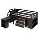 preview thumbnail 65 of 76, Twin/Full Size Loft Bed with Retractable Writing Desk and 3 Drawers, Wooden Loft Bed Frame w/ Storage Stairs & Shelves for Kids