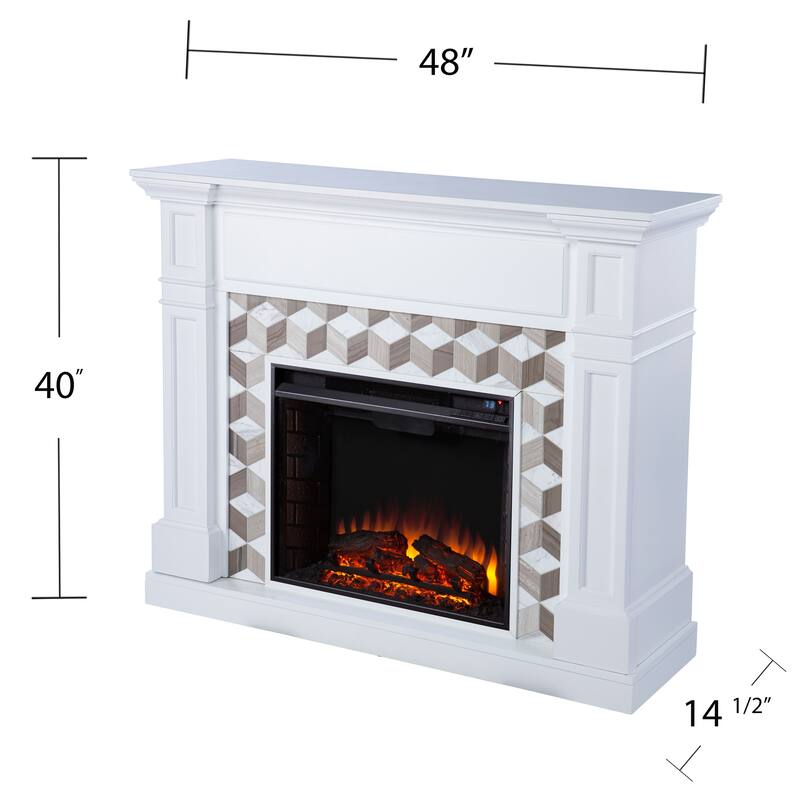 SEI Furniture Dardon Electric Fireplace with Marble Surround
