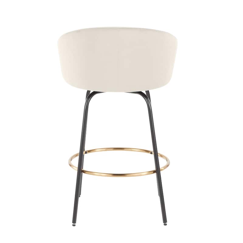 Silver Orchid Battista 26" Fixed-Height Counter Stool with Black Metal Legs & Gold Footrest (Set of 2)