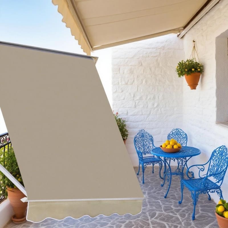 Manual Retractable Window Awning Sun Shade for Patio Balcony Outdoor Shelter - White