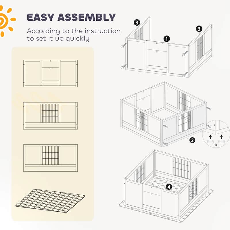 PawHut Whelping Box for Dogs and Puppies, Dog Whelping Box with Waterproof Pee Pad, Adjustable Height Door, 49" x 47" x 19"