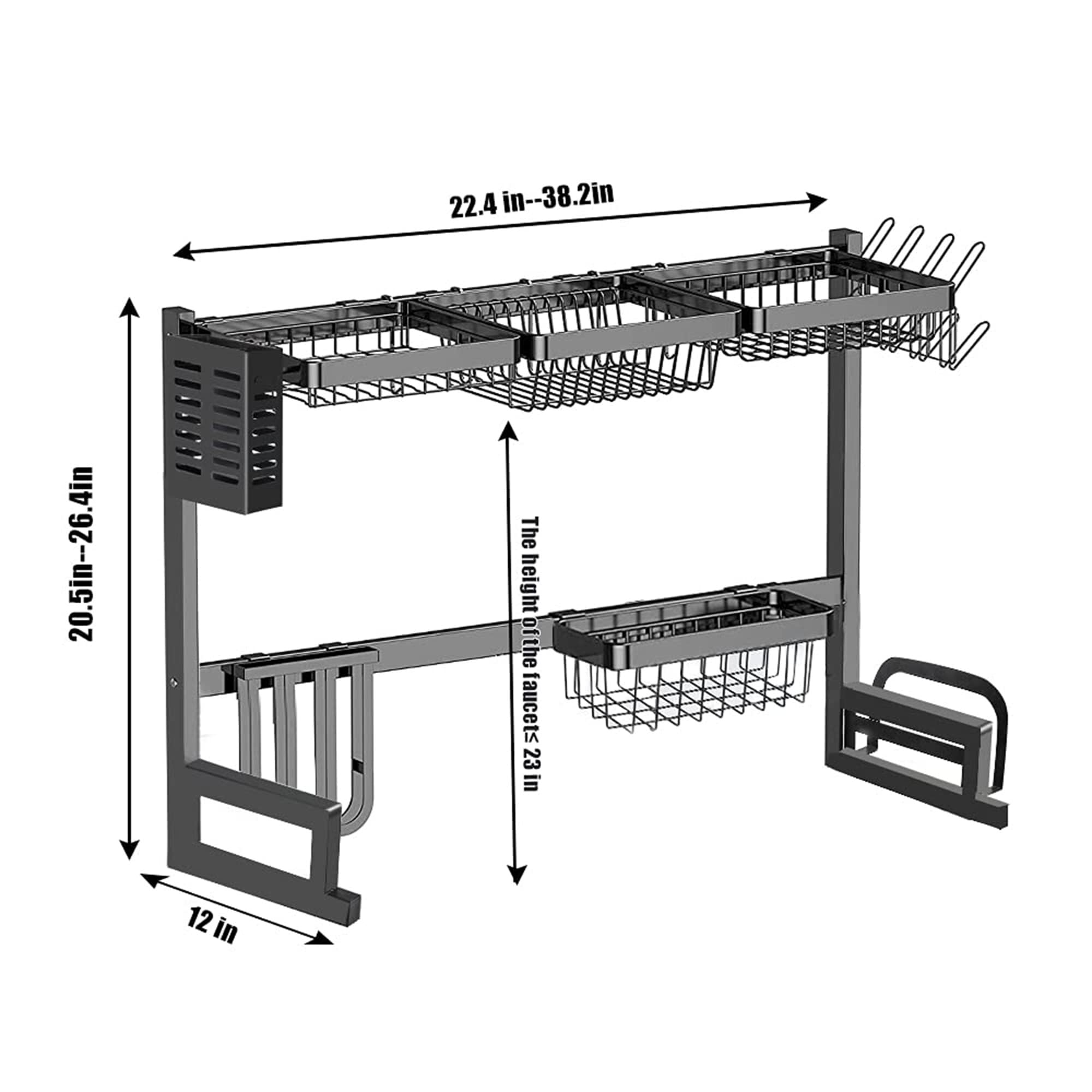 Over The Sink Dish Drying Rack, 2 Tiers Stainless Steel Dish Racks For –  Home&Beyond