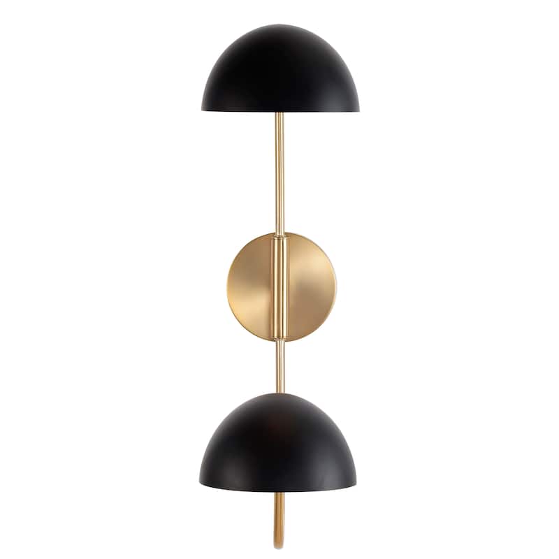 Trilby 2 Light Wall Sconce Matte Black with Burnished Brass