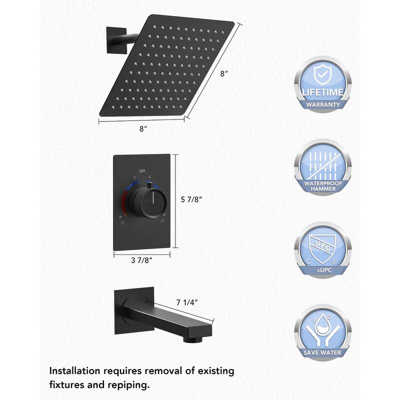 2-Function Shower System Single-Handle Pressure Balance Tub/Shower Set