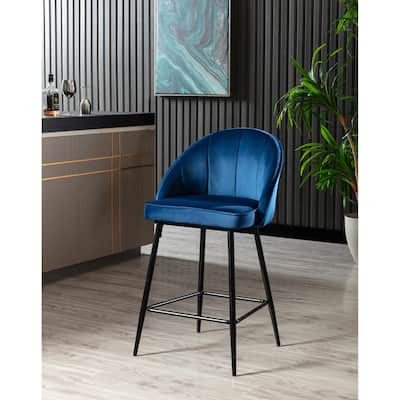 Porthos Home Freya Velvet and Metal Counter Stools (Set of 2)