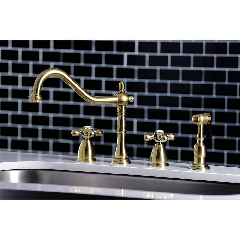 Kingston Brass Heritage 8-Inch Widespread Kitchen Faucet with Brass Sprayer