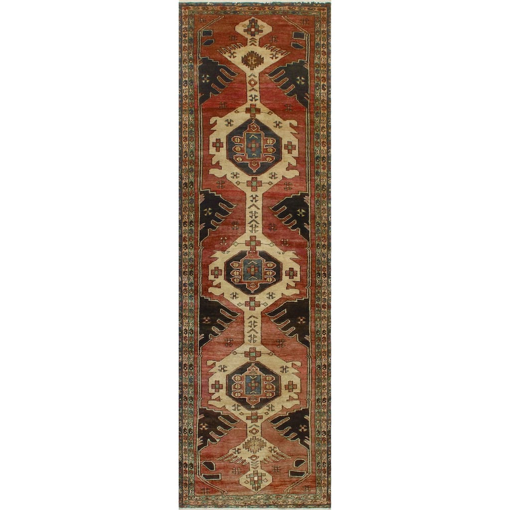 Fine Vintage Distressed Ardeshir Rust/Charcoal Runner - 3'7" x 12'8"