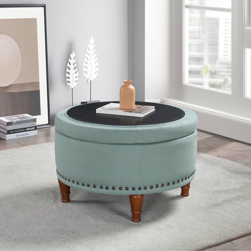 Gracewood Hollow Kuimba Storage Ottoman with Antique Nailheads