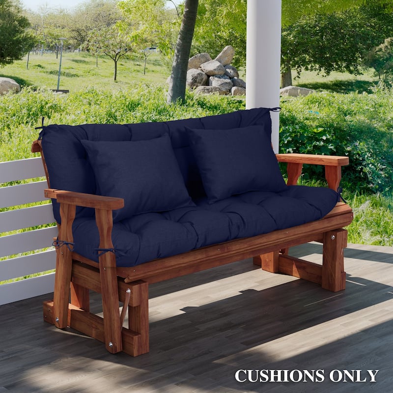 Aoodor 59" Tufted Porch Swing Cushions, Outdoor Swing Replacement Cushion 2-3 Seater with Backrest and 2 Pillows