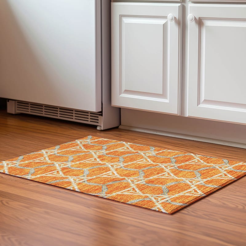 Premium Washable Super Soft Modern Tangle Mayfield Rug - Orange - 1'8" x 2'6"