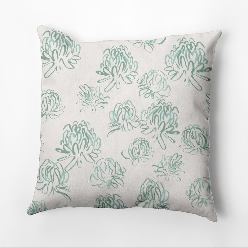Tumbly Blossom Outdoor Pillow - Green - 18" x 18"