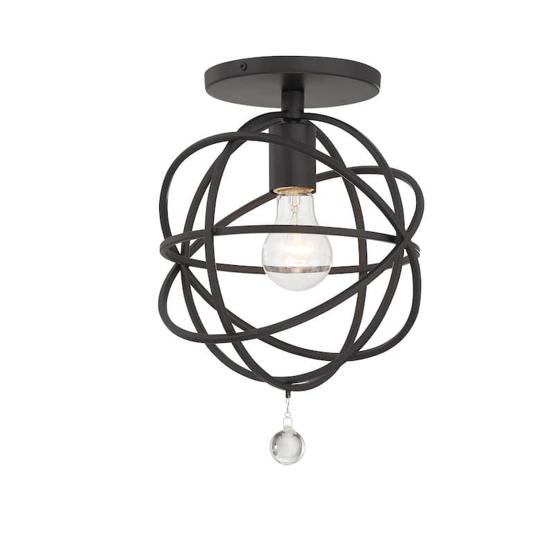 Solaris 1 Light Black Ceiling Mount - 9"W x 13"H - 9"W x 13"H
