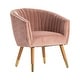 preview thumbnail 2 of 1, Rosslyn Pink Velvet Barrel Chair - 29.5"H x 27.5"W x 26.4"D