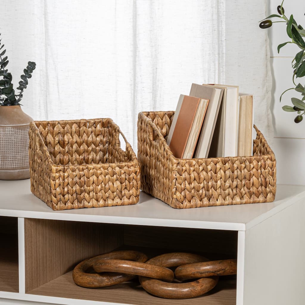 happimess Hyacinth Slanted Nesting Baskets with Handles (Set of 2)