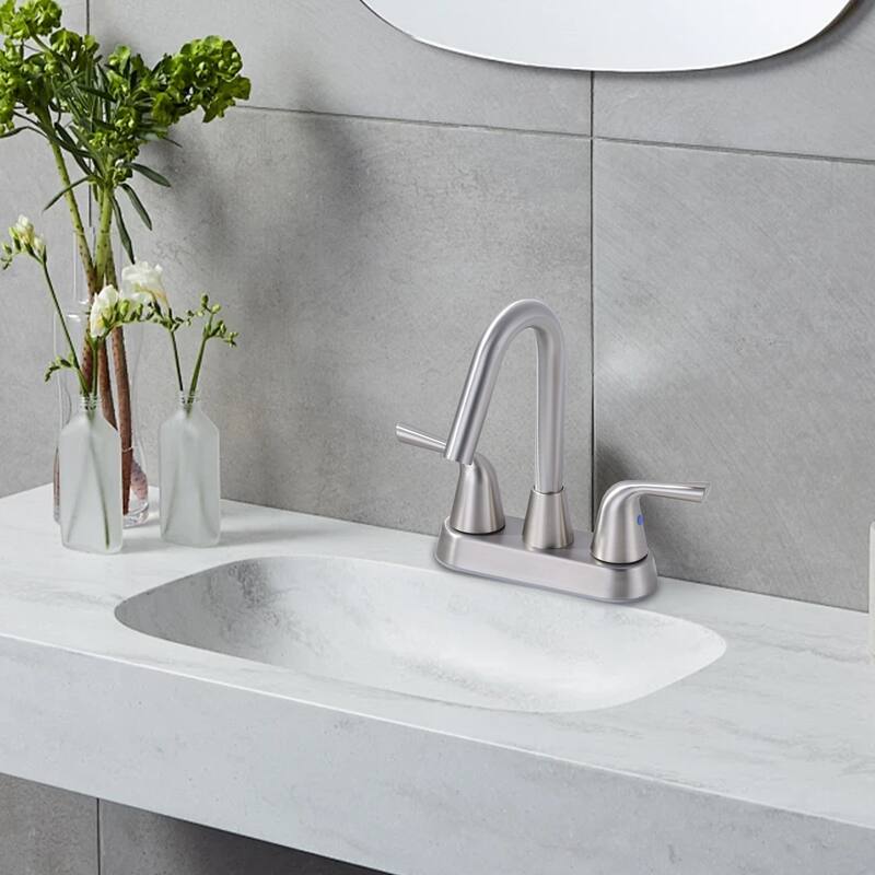 WOWOW 4 in. Centerset Double Handle Bathroom Faucet